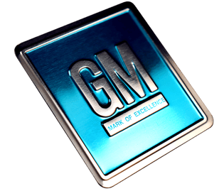 embossed graphics on metal badge