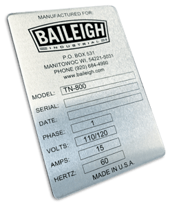 metal id plate with equipment identification