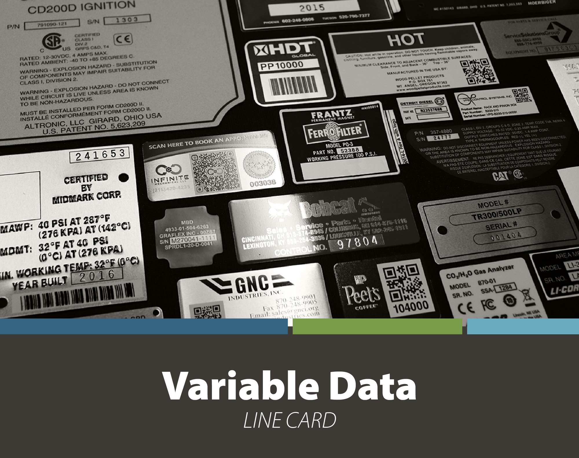 Variable Data Line Card from McLoone Metal Graphics