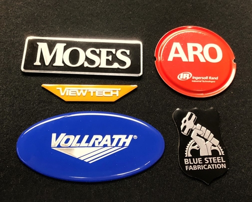 metal nameplates with background color