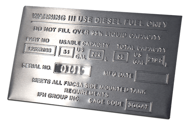 embossed metal data plate